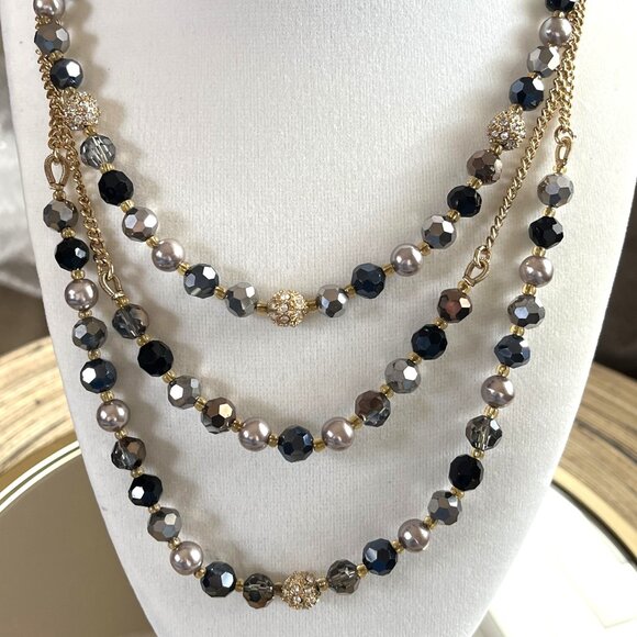 🆕 TALBOTS Gold and Pearl Multi Chain Necklace NEW With Tags $69 - Picture 1 of 4